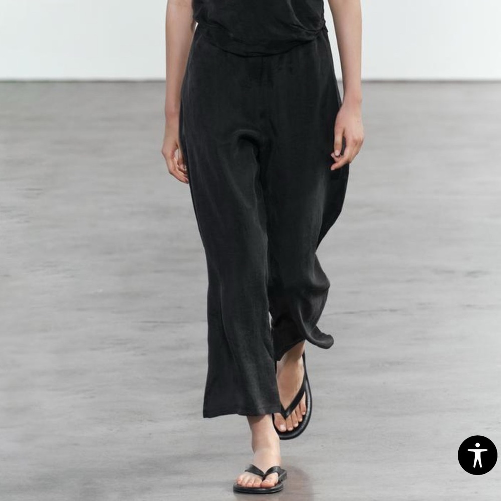 ZARA WOMAN ZW COLLECTION PAJAMA PANTS silicio lyocell S